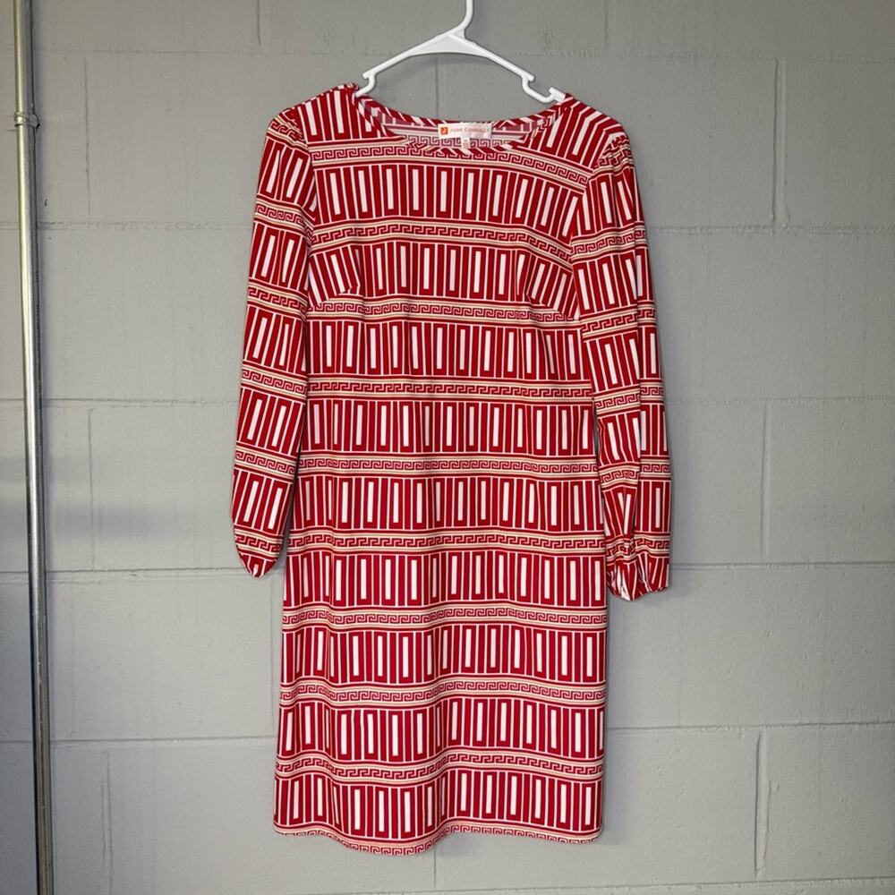 Jude Connally Chloe Corinthian Cinnabar Dress Women’s Size XS Red Pattern Dress